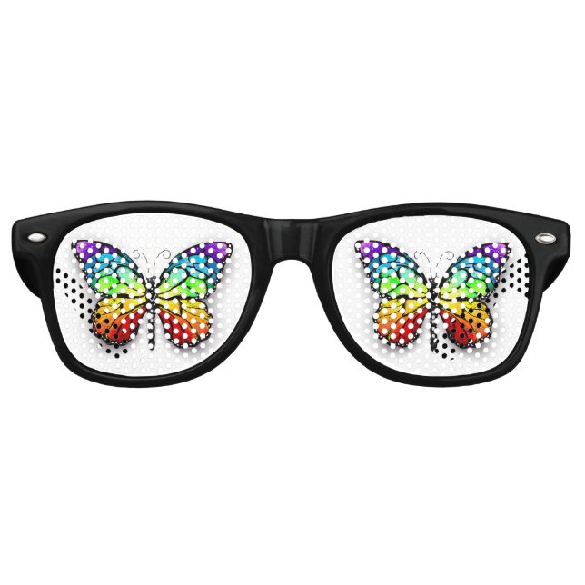 Rainbow-Schmetterling Monarch Partybrille (Vorderseite)