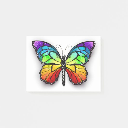 Rainbow-Schmetterling Monarch Post-it Klebezettel (Vorderseite)