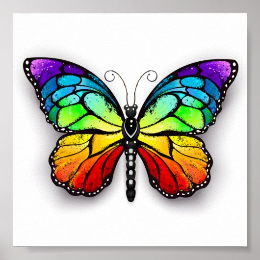 Rainbow-Schmetterling Monarch Poster (Vorne)