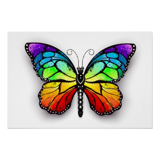 Rainbow-Schmetterling Monarch Poster (Vorderseite)