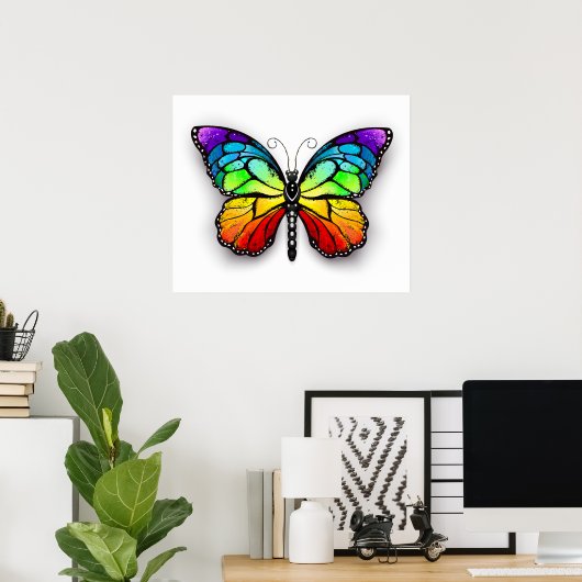 Rainbow-Schmetterling Monarch Poster (Heimbüro)