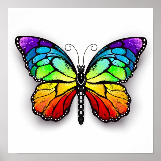 Rainbow-Schmetterling Monarch Poster (Vorne)