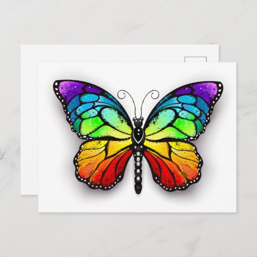 Rainbow-Schmetterling Monarch Postkarte (Vorne/Hinten)