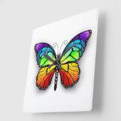 Rainbow-Schmetterling Monarch Quadratische Wanduhr (Winkel)