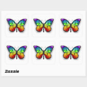 Rainbow-Schmetterling Monarch Quadratischer Aufkleber (Blatt)