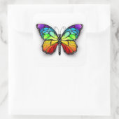 Rainbow-Schmetterling Monarch Quadratischer Aufkleber (Tasche)