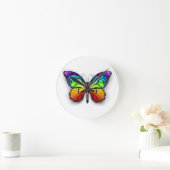 Rainbow-Schmetterling Monarch Runde Wanduhr (Zuhause)