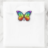 Rainbow-Schmetterling Monarch Runder Aufkleber (Tasche)