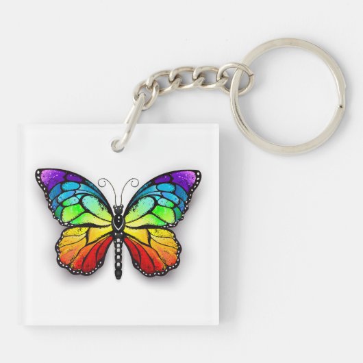 Rainbow-Schmetterling Monarch Schlüsselanhänger (Rückseite)