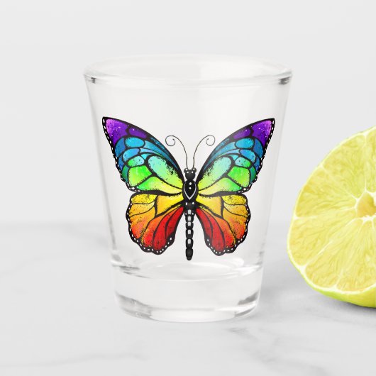 Rainbow-Schmetterling Monarch Schnapsglas (Vorderseite)
