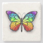 Rainbow-Schmetterling Monarch Steinuntersetzer (Vorderseite)