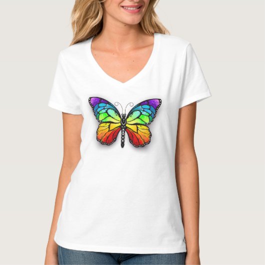 Rainbow-Schmetterling Monarch T-Shirt (Vorderseite)