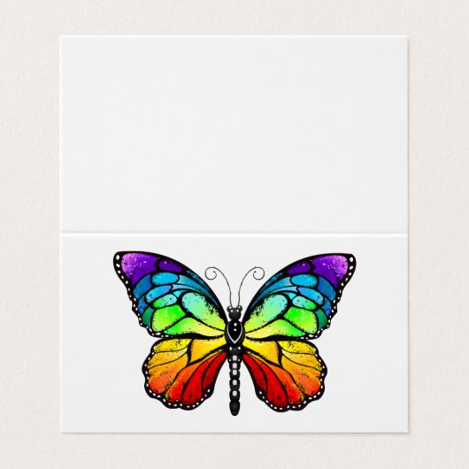 Rainbow-Schmetterling Monarch Visitenkarten (Außenseite Aufgefaltet)