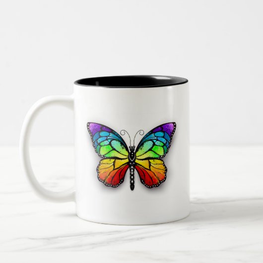 Rainbow-Schmetterling Monarch Zweifarbige Tasse (Links)