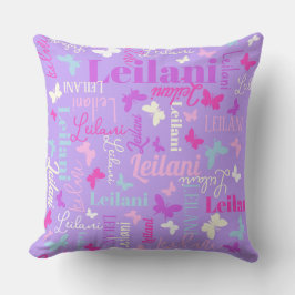 Rainbow-Schmetterlinge individuelle Name lila Leil Kissen