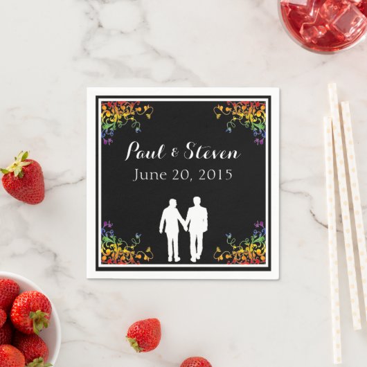 Rainbow Schnörkel Gay Wedding Cocktail Napkins Serviette (Beispiel)