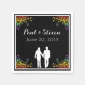 Rainbow Schnörkel Gay Wedding Cocktail Napkins Serviette (Vorderseite)