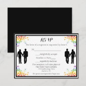 Rainbow Schnörkel Gay Wedding RSVP Card Karte (Vorne/Hinten)