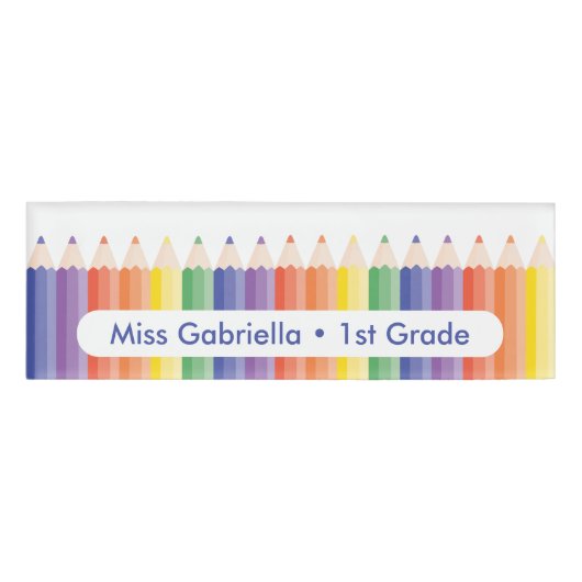 Rainbow School Teacher Magnetname Tag Namenschild (Vorderseite)