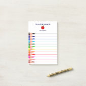 Rainbow School Teacher Name Pencils Linken Post-it Klebezettel (Auf Schreibtisch)