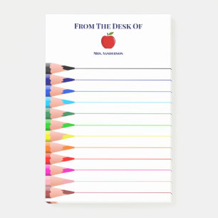 Rainbow School Teacher Name Pencils Linken Post-it Klebezettel