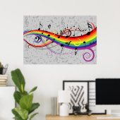 Rainbow-Schwarz-Graue-Musiknoten Poster (Heimbüro)