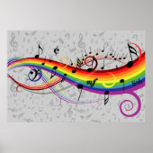 Rainbow-Schwarz-Graue-Musiknoten Poster (Vorne)