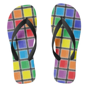 Rainbow Scratched Squares Badesandalen