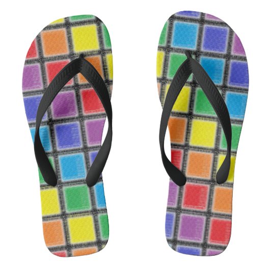 Rainbow Scratched Squares Badesandalen (Fußbett)