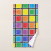 Rainbow Scratched Squares Badhandtuch Set (Handtuch)
