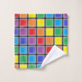 Rainbow Scratched Squares Badhandtuch Set (Waschlappen)