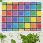Rainbow Scratched Squares Geschirrtuch (Gefaltet)