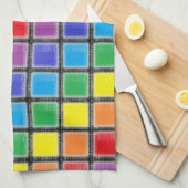 Rainbow Scratched Squares Geschirrtuch (Viertel Falte)