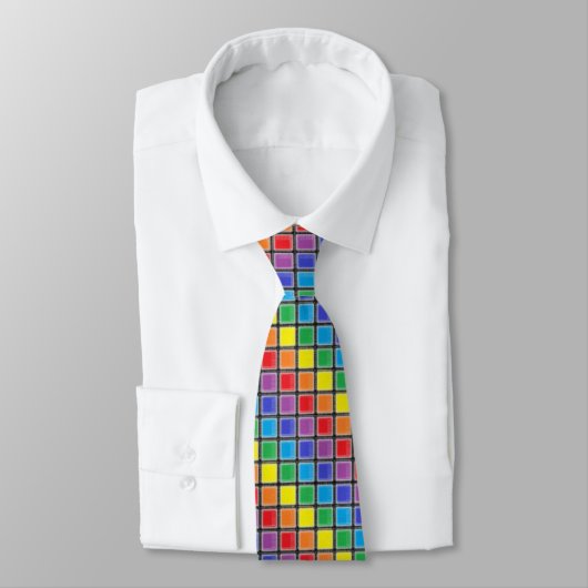 Rainbow Scratched Squares Krawatte (Gebunden)