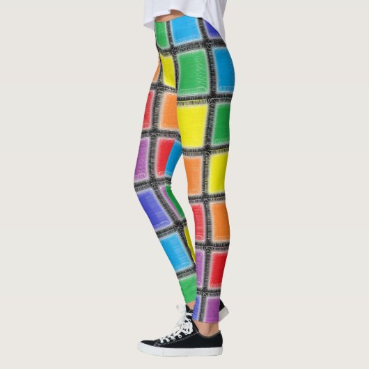 Rainbow Scratched Squares Leggings (Links)