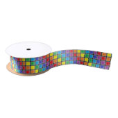 Rainbow Scratched Squares Satinband (Spule)