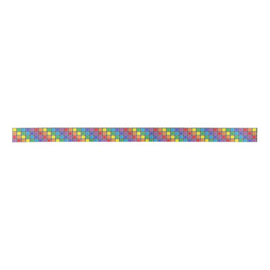 Rainbow Scratched Squares Satinband (Vorderseite)
