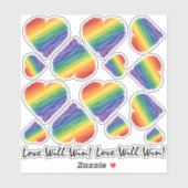 Rainbow Scribble Herzvariante Aufkleber (Blatt)