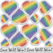 Rainbow Scribble Herzvariante Aufkleber (Vorderseite)