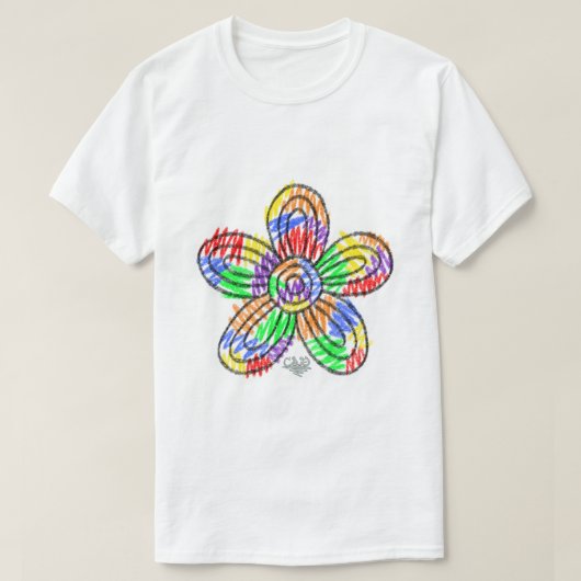 Rainbow Scribbles (Blume) T - Shirt (Design vorne)