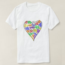 Rainbow Scribbles (Herz) T - Shirt