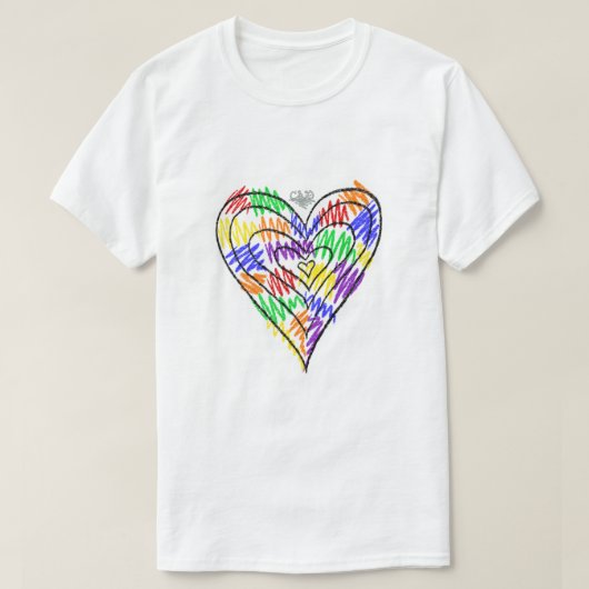 Rainbow Scribbles (Herz) T - Shirt (Design vorne)