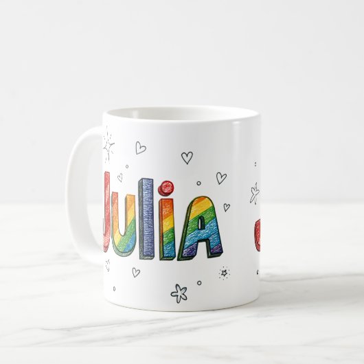 Rainbow Scribbles Julia 1 Kaffeetasse (Vorderseite Links)