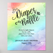 Rainbow Script Diaper Raffle Dusche Anzeige Poster (Vorne)