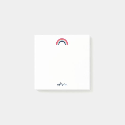 Rainbow-Script-Name Personalisiert Post-it Klebezettel (Vorderseite)