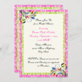 Rainbow scroll leaf damask wedding bridal shower einladung (Vorne/Hinten)