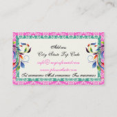 Rainbow-Scrollblatt aquamarine rosa Damastränder Visitenkarte (Rückseite)