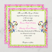 Rainbow-Scrollblatt-Damastenhochzeit Einladung (Vorne/Hinten)