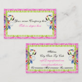 Rainbow-Scrollblatt Limone rosa Damastränder Visitenkarte (Vorne/Hinten)