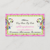 Rainbow-Scrollblatt Limone rosa Damastränder Visitenkarte (Rückseite)